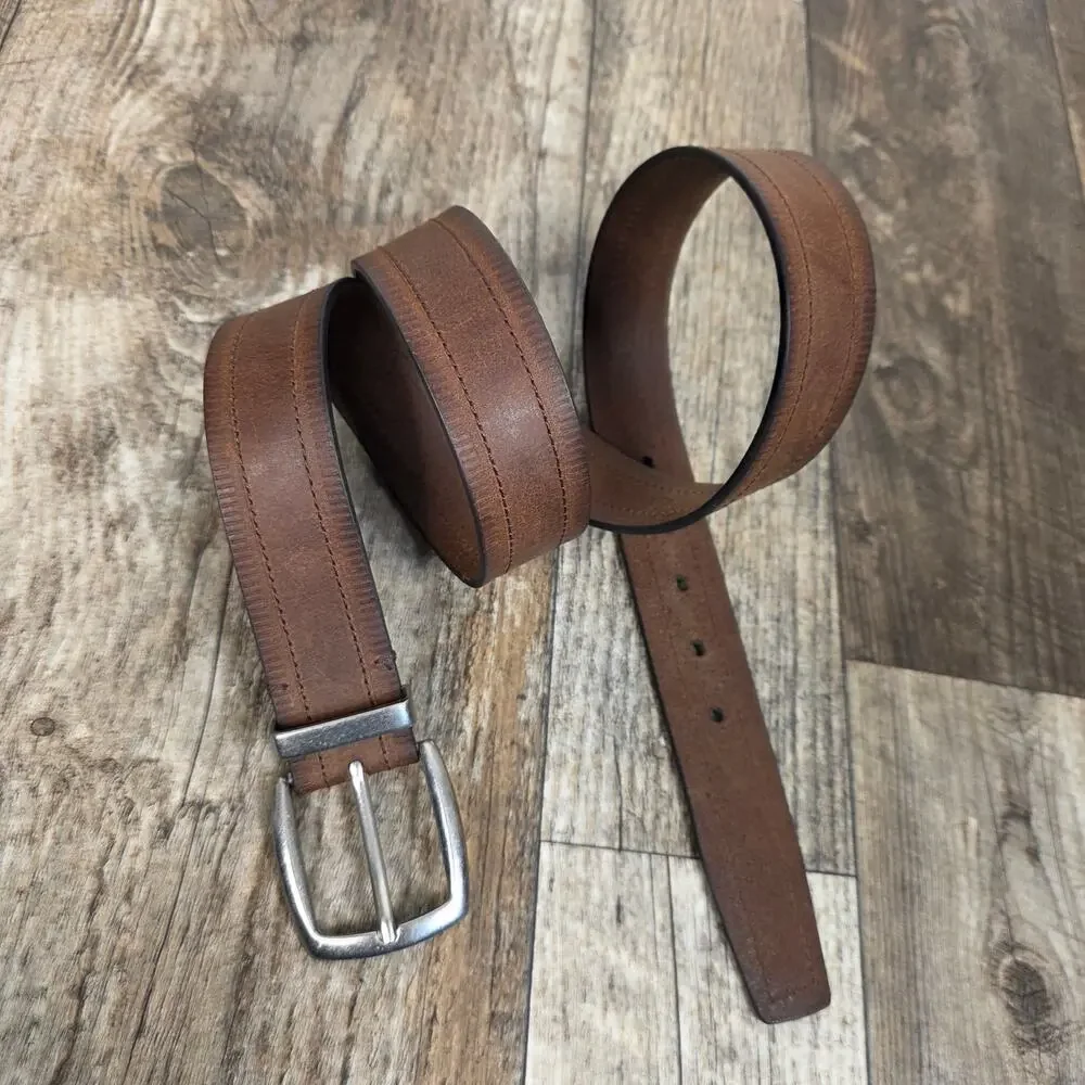 Vintage Brown Genuine Leather Belt Classic Casual Western Size 42